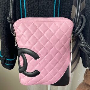 CHANEL Cambon Pink and Black Crossbody Bag